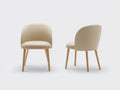 Sillas de comedor tapizadas 52 x 58 x 84 cm - beige claro y madera natural - diseño moderno con respaldo curvo