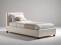 Camas individuales tapizada 205 x 100 x 105 cm - beige claro - diseño moderno con cabecero acolchado