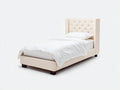Camas individuales tapizadas 210x100x120 cm - beige claro - diseño clásico con cabecero capitoné envolvente