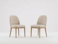 Sillas de comedor tapizadas 50 x 55 x 90 cm - Crema-Roble natural - Juego de 2 con respaldo acolchado