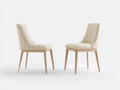 Sillas de comedor tapizadas con patas de madera 48x55x92 cm - Beige y madera natural - Diseño moderno de respaldo alto