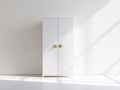 Armarios de 2 puertas 90x55x180 cm - blanco y dorado - diseño minimalista con tiradores redondos
