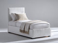 Camas individuales tapizadas 210x100x110 cm - blanco - diseño moderno con cabecero acanalado