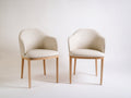 Sillas de comedor tapizadas 58x58x82 cm - beige claro y madera natural - diseño envolvente moderno