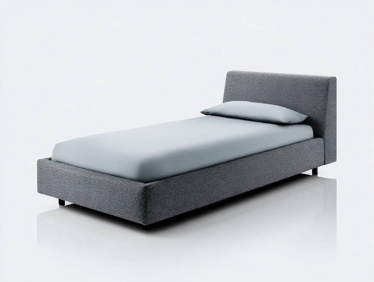 Camas individuales tapizadas 210 x 105 x 100 cm - Gris oscuro - Cabecero acolchado de diseño moderno