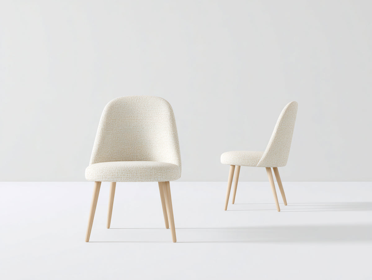 Sillas de comedor tapizadas 52x56x84 cm - Beige - Patas de madera estilo moderno
