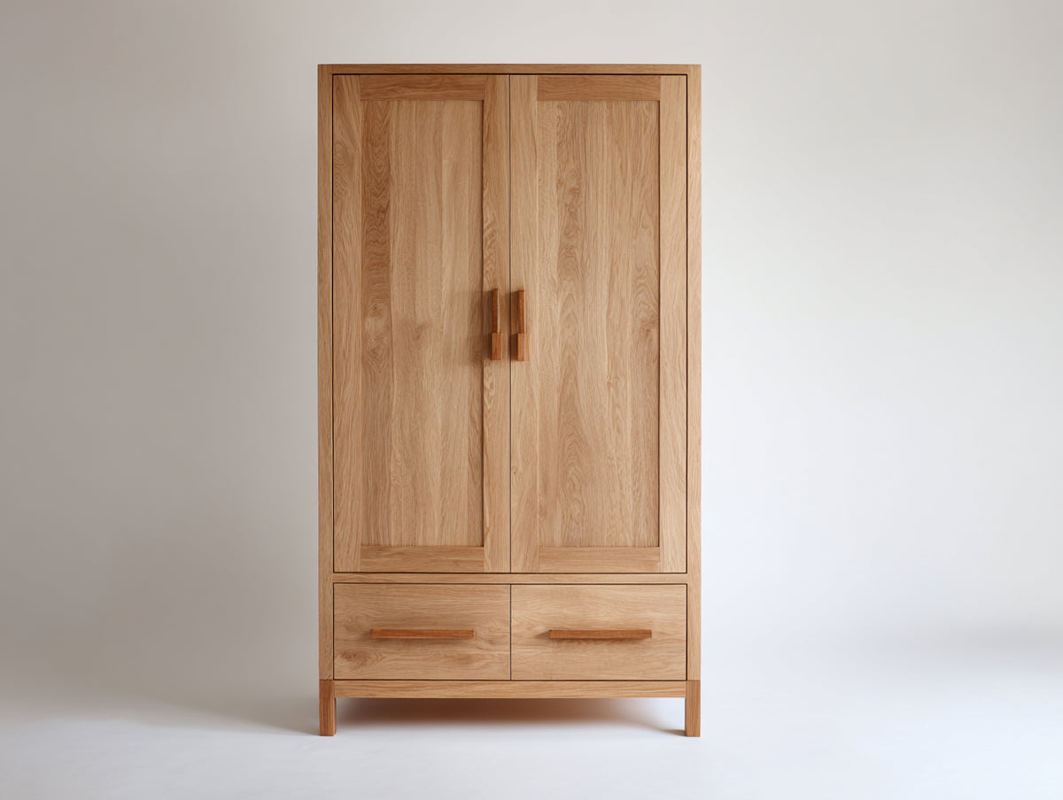 Armarios de madera 100 x 50 x 180 cm - roble natural - dormitorio - 2 puertas y 2 cajones