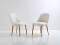 Sillas de comedor tapizadas 50x55x85 cm - blanco crema y madera natural - diseño moderno con respaldo curvo