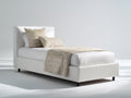 Camas individuales tapizadas 210x100x95 cm - blanco - diseño moderno con cabecero liso