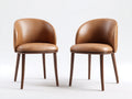 Sillas de comedor tapizadas 52 x 57 x 82 cm - marrón coñac y madera oscura - diseño moderno con respaldo curvo envolvente