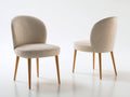 Sillas de comedor tapizadas 51 x 57 x 84 cm - beige y madera natural - diseño moderno con respaldo curvo