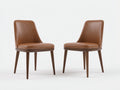 Sillas de comedor tapizadas con patas de madera 48x56x88 cm - Marrón coñac y nogal - Diseño moderno de respaldo curvo