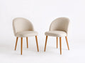 Sillas de comedor tapizadas con patas de madera 50x56x84 cm - Beige y madera natural - Diseño moderno de respaldo envolvente