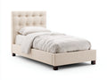 Camas individuales tapizadas 210 x 105 x 115 cm - Crema - Cabecero alto acolchado con capitoné